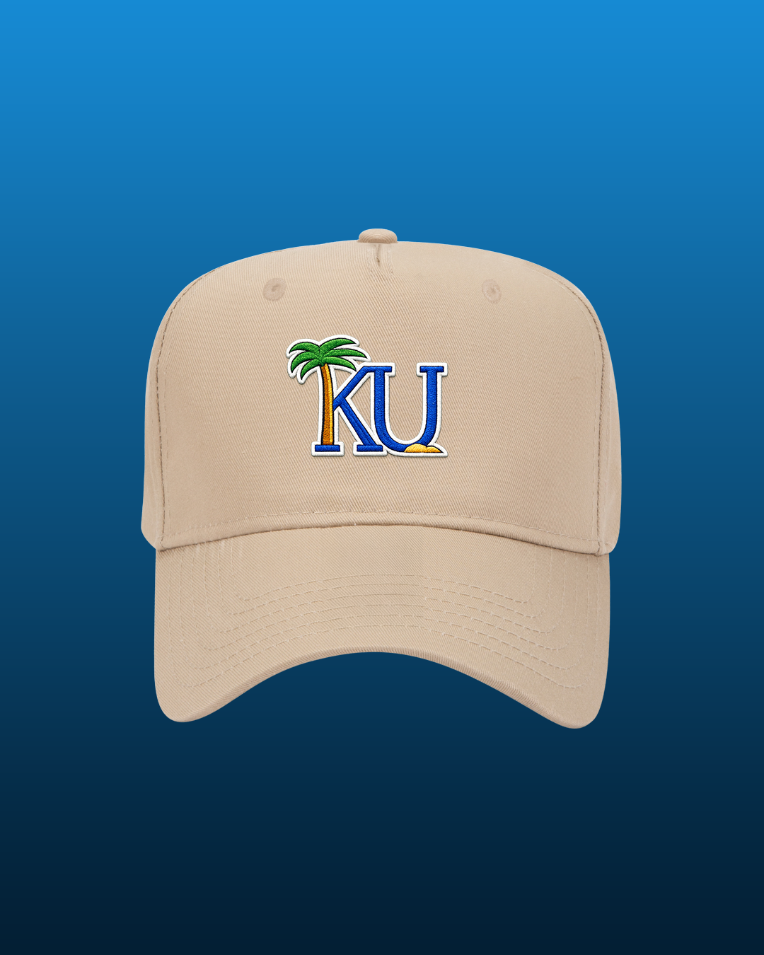 "KU Palm" Cream Baseball Snapback