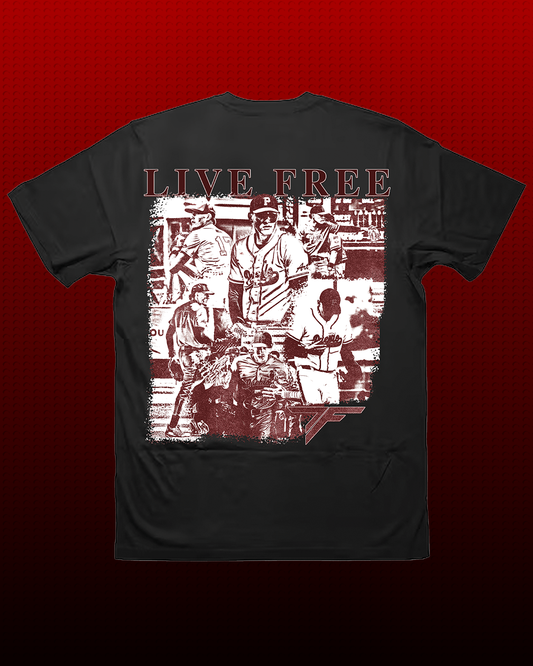 “Live Free” Travis Farrell T-Shirt (Red)