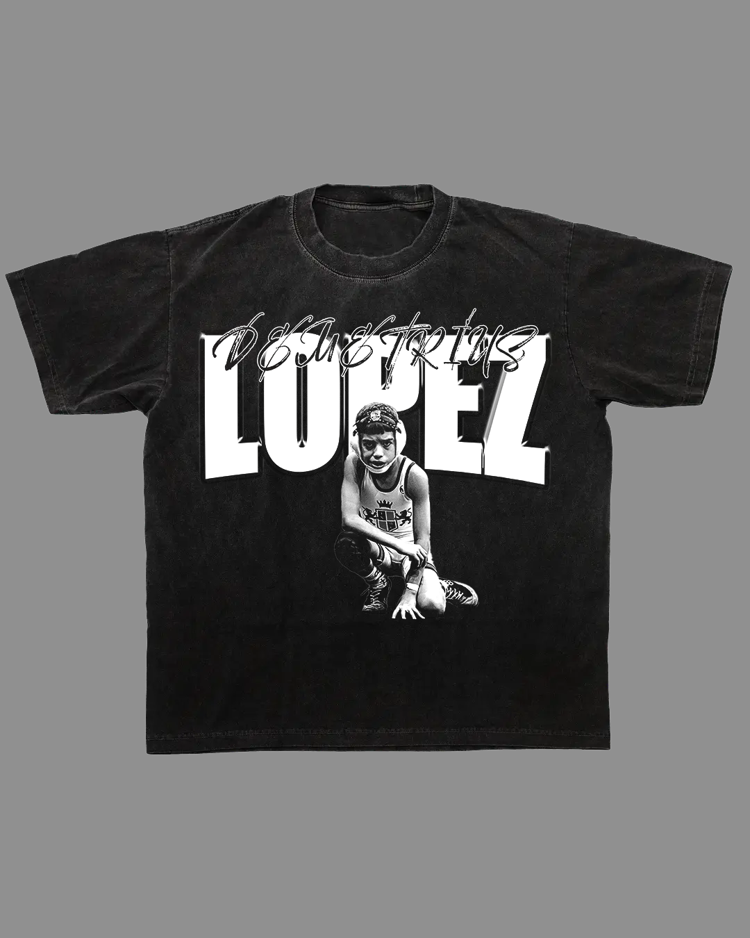 “LOPEZ” Black Graphic Tee – Vintage Wrestling-Inspired Streetwear