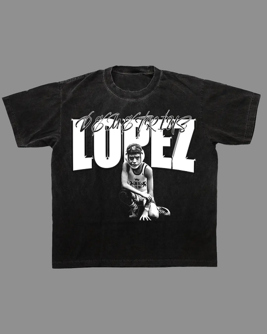 “LOPEZ” Black Graphic Tee – Vintage Wrestling-Inspired Streetwear